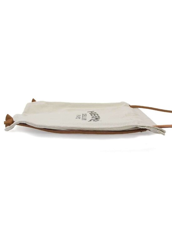 Hermes Aline Toile Chevron MM Toileche Blanc 2-Way Shoulder Backpack Beige